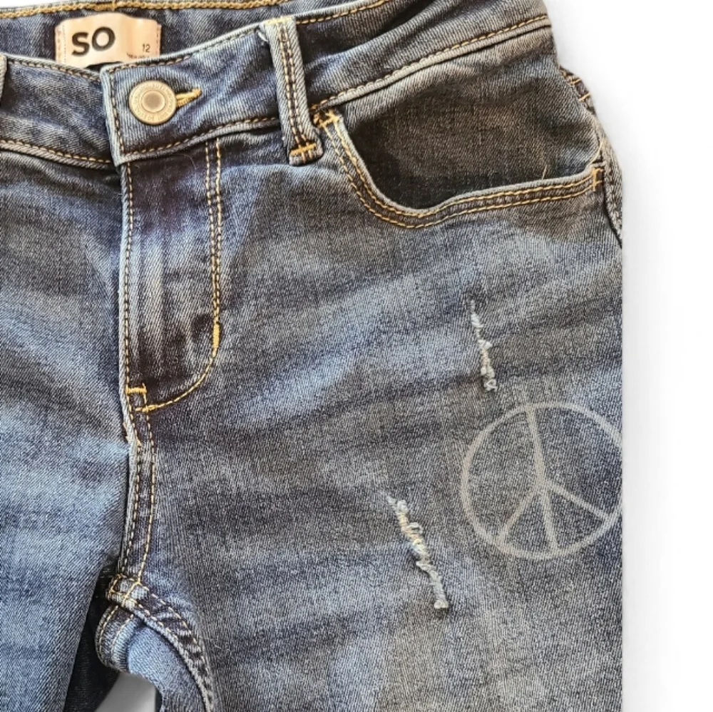 SO Blue Denim Jeans Collection with Unique Accents Set Of 3‎ Girls Size 12